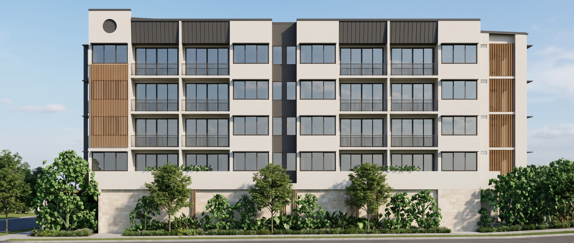 Front architectural elevation of a forthcoming residential development